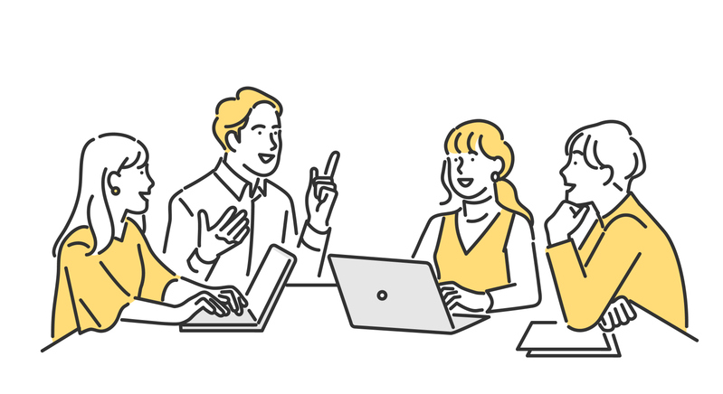 College students meeting in a brainstorming team